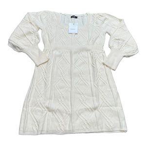 Vintage Style White Wroy Sweater Dress